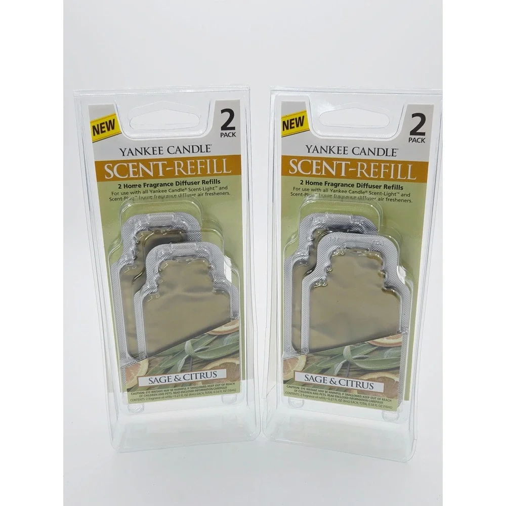 Yankee Candle Sage & Citrus Scent-Refill Diffuser 2-Pack Lot- 4 Refills Total